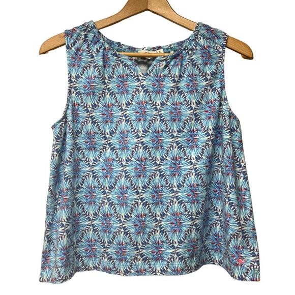Vineyard Vines Seashell Print Knit Top Girl Sleeveless Tank Blue Size XL 16 - Picture 1 of 5
